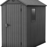 6 × 4 Ft Outdoor Apex Single Door Garden Storage Shed – Grey Wood-Effect