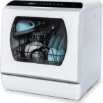 Hermitlux Table Top Dishwasher – Mini Countertop, 4 Place Settings, 6 Programs, Built-In 5L Water Tank, Touch Control